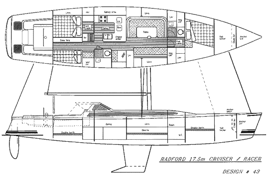 Radford 17.5m cruising/racing yacht - accommodation (21k)