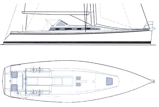 Radford 12.2m cruising/racing yacht - Profile (27k)